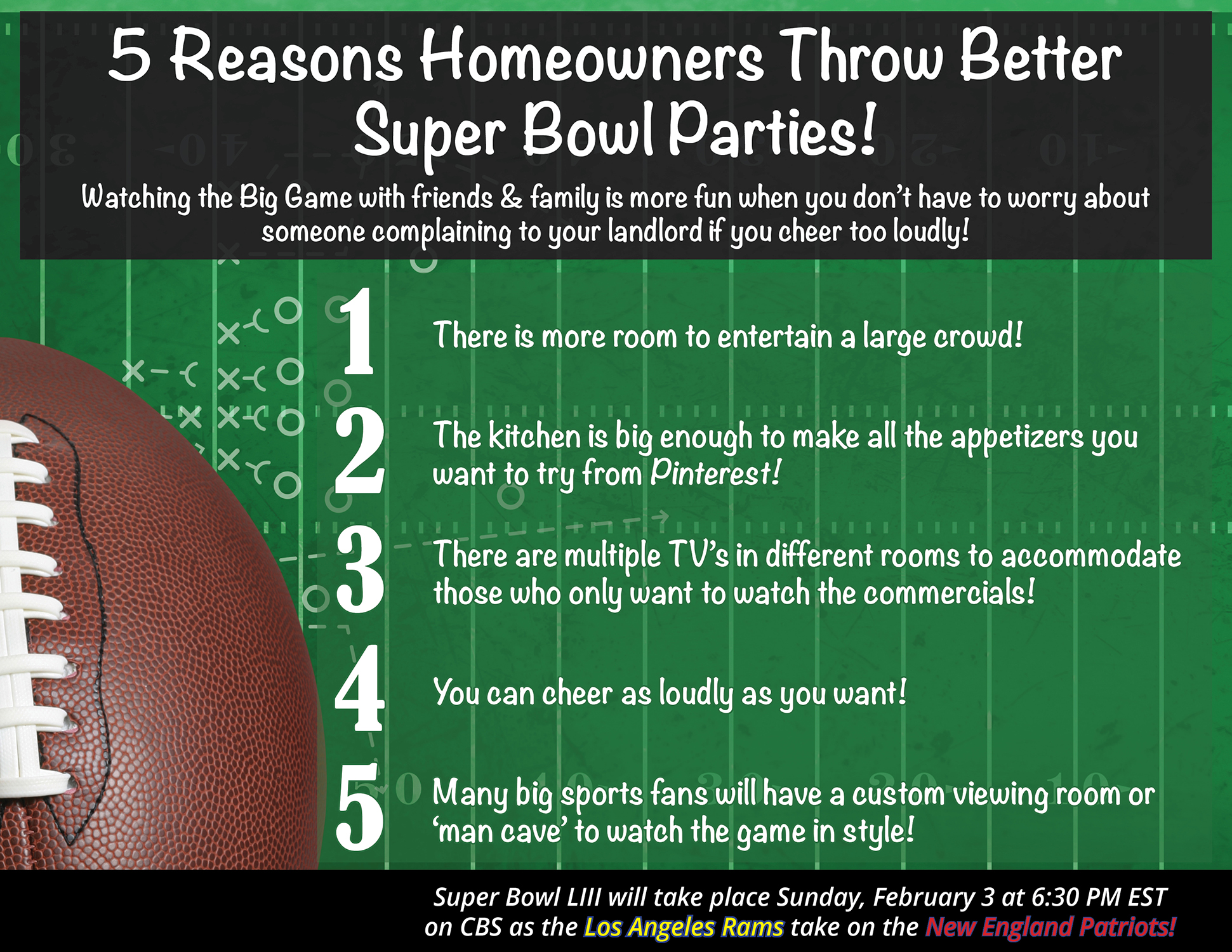 5 Reasons Homeowners Throw the Best Super Bowl Parties! [INFOGRAPHIC ...